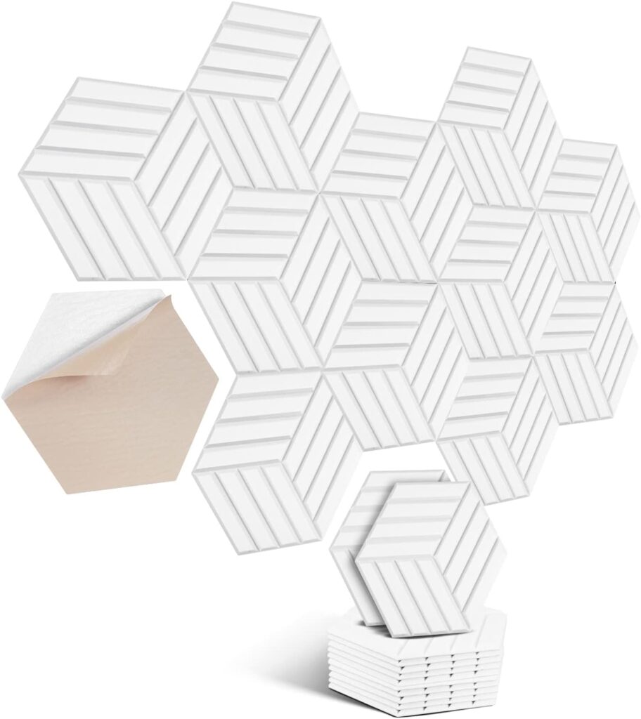 Hexagon - Paneles acústicos autoadhesivos, 12 unidades, absorción de sonido