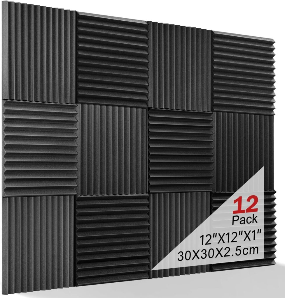 Kuchoow Aislante Acustico, Negro Espuma Acustica, 12 Piezas