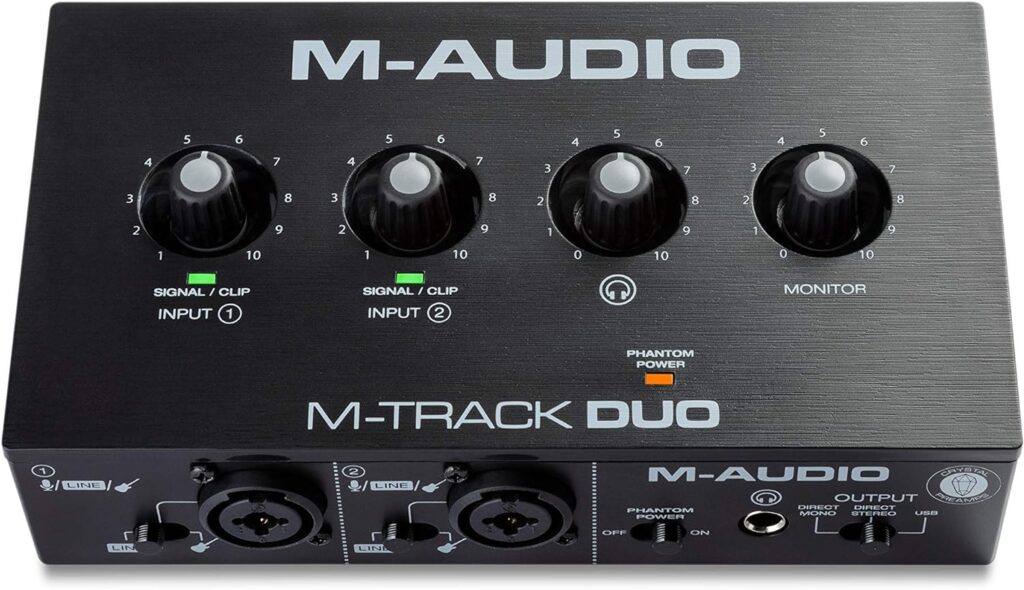 M-Audio M-Track Duo - Interfaz audio, tarjeta de sonido USB para grabación
