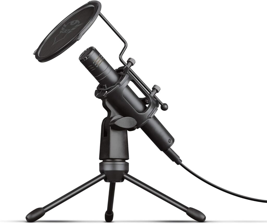 Trust Gaming GXT 241 Velica Micrófono USB Profesional para PC, con Condensador, Trípode, Filtro de Rejilla para Ordenador, Streaming